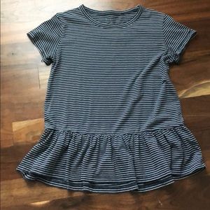 Caslon XS navy and white peplum shirt